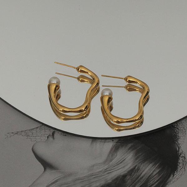 Moderne Vintage Wavy Line Pearl Hoop øreringe
