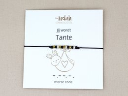 Morse code armband jij wordt tante, roestvrij staal (zilver of goud)