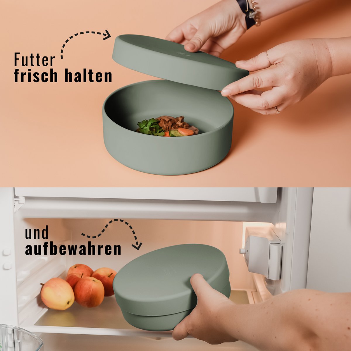 ne&no®  Silkon Futternapf mit Deckel - 3 in 1 für Hunde und Katzen