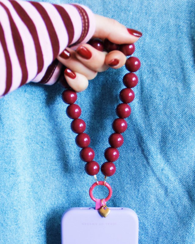 Telefonledning perler XL - cerise