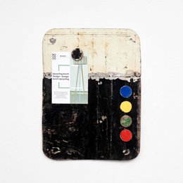 Magnetic board made from recycled oil drums with 5 colorful magnets