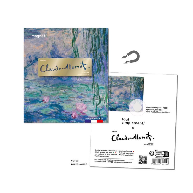 volledige weergave 96 bladwijzers, magneten en metalen clip met handtekening Claude Monet
