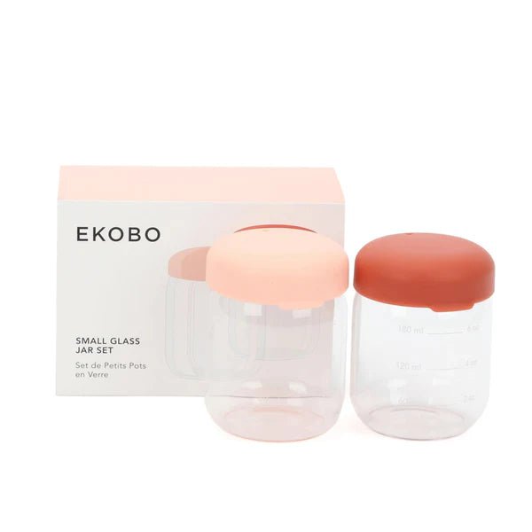 Food Storage Jar Set in Borasilicate Glass 180 ml - Blush / Terracotta
