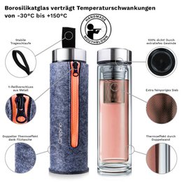They create Teeflasche Thermo-Teamaker 400ml orange Filztasche
