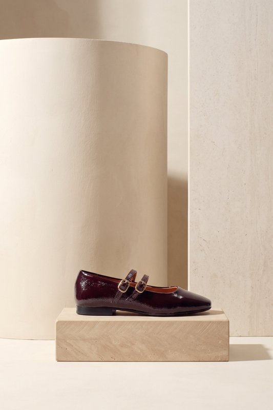 CANDY DARK CHERRY – Mary-Jane-Ballerinas mit Doppelriemen