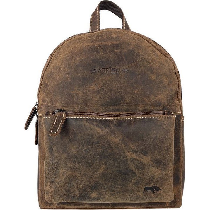 Small Cognac leather backpack for women - Arrigo buffalo