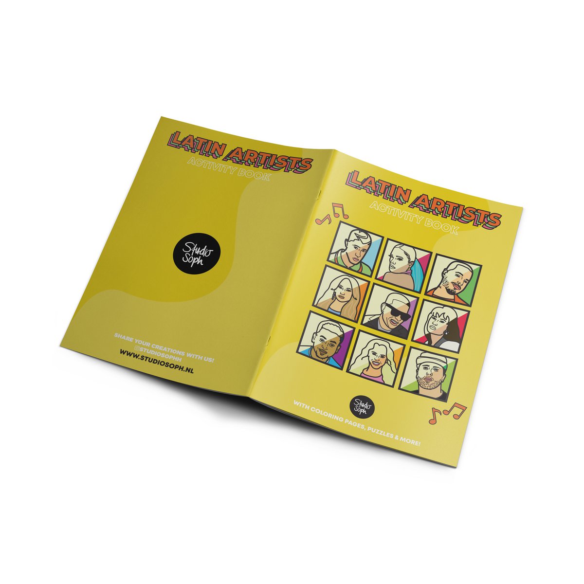 Libro de actividades para colorear de artistas latinos