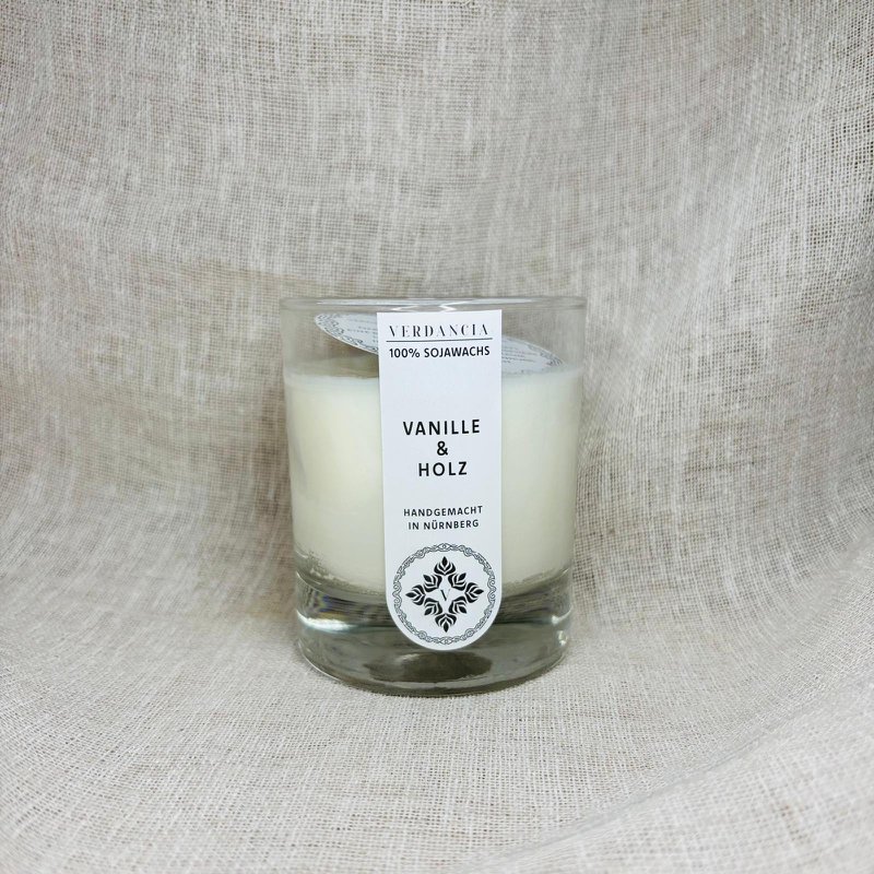 Vanille & Holz | Duftkerze Sojawachs – Vanille, Patchouli und Sandelholz – warm & gemütlich