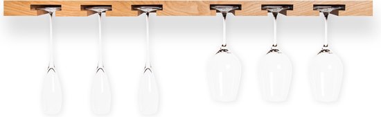 Tu Las™ Håndlavet trævægmonteret vinglasholder - 94 x 22 x 4 cm - Holdbart glasstativ - Eg
