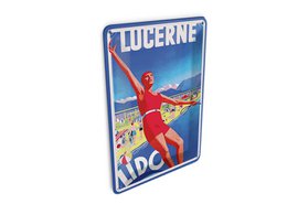 Cartolina da viaggio in latta 10x14 cm Targa decorativa nostalgica del Lido di Lucerna