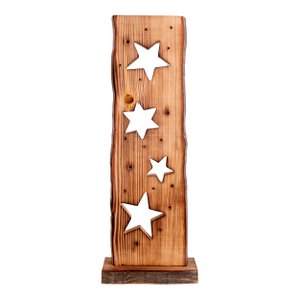LED Wood-Decolum Moon/Stars 60 cm High Christmas Decorations Made of Wood met stevig ingebouwde LED's