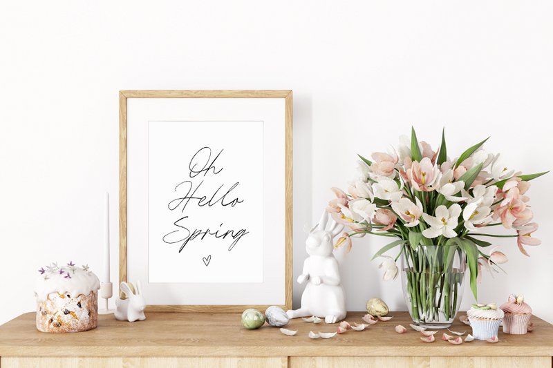 Oh, hola póster de primavera, cartel de primavera, interior de primavera, póster de Pascua, decoración de Pascua