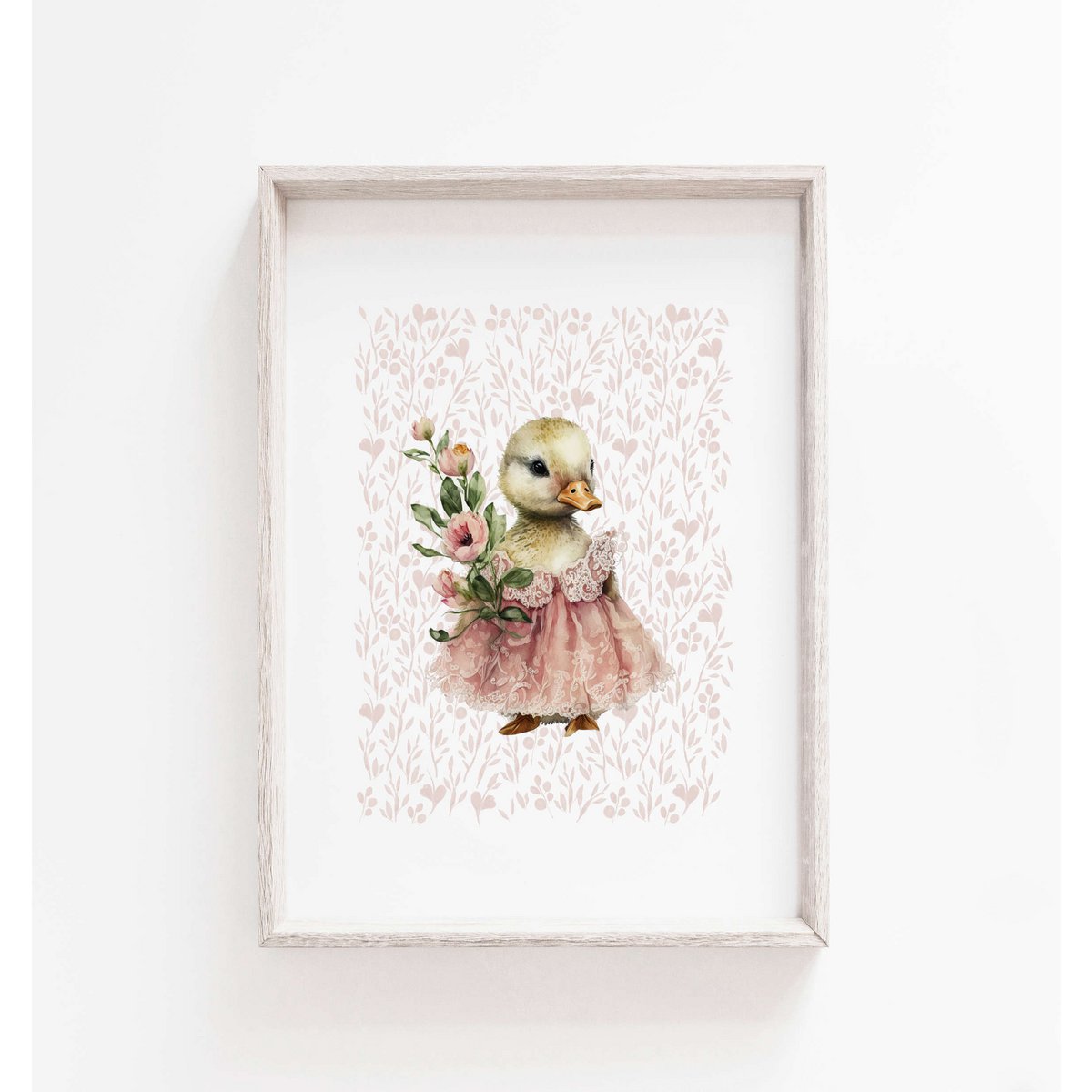 Impression d'art de pépinière de canard, affiche de canard, affiche de canard de bébé, affiche rose de chambre de filles, copie mignonne de canard, impression d'art de pépinière de filles, décor de chambre de filles