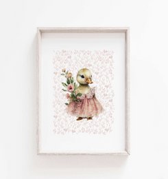 Duck nursery art print, duck poster, baby duck poster, pink girls room poster, cute duck print, girls nursery art print, girls room decor