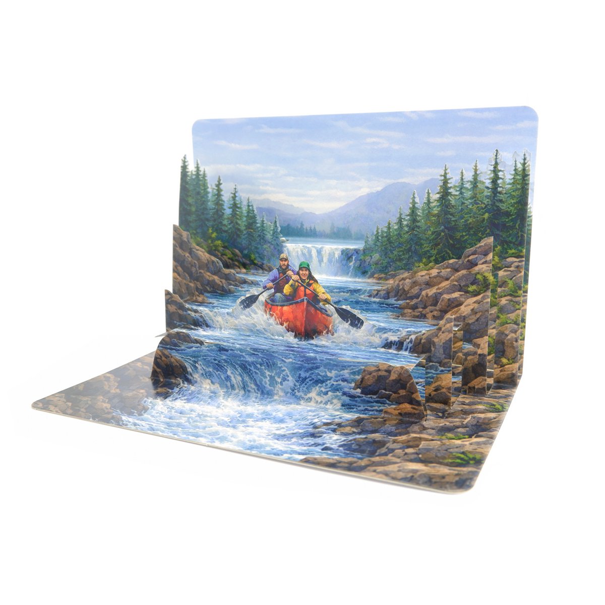 Canoe trip pop-up card, adventure