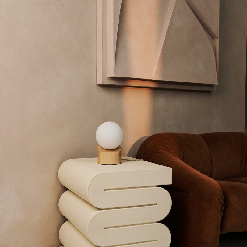 Quin Light Brown Wooden Lamp