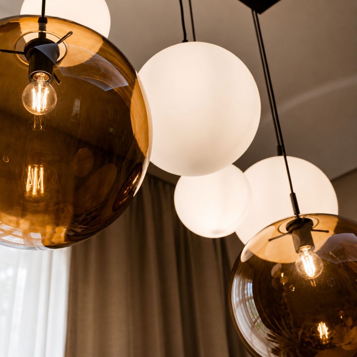 s.luce Orb Glaskugel Hängelampe 150cm Aufhängung Schwarz
