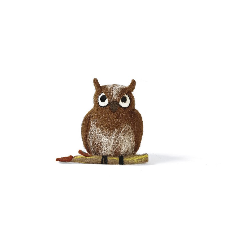 Display owl on branch brown 13 cm PU 6