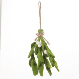 Handmade Felt Biodegradable Mistletoe Sprig Christmas Hanging Decoration