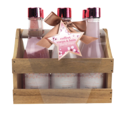 Wood basket 6 bottles - Rose Gold Edition
