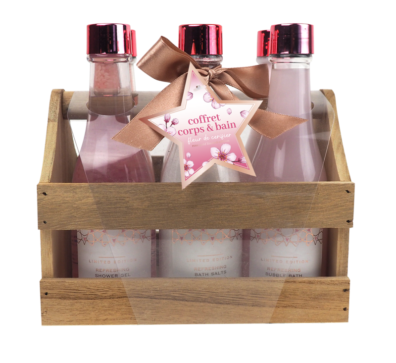 Wood basket 6 bottles - Rose Gold Edition