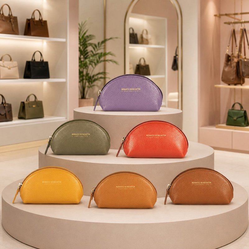 RB1089CQ | Crescent-Moon clutch gemaakt in Italië van echt dollar generfd leer. Kleur leer