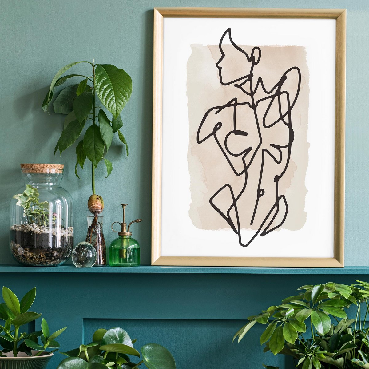 Female Front Study Line Art Watercolour Print