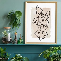 Female Front Study Line Art Watercolour Print