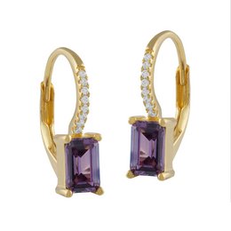 Pendientes aro con circonita morada y blanca