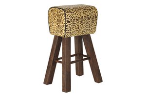 HOUTEN LEREN KRUK 43X35X75 BRUIN LEOPARD MB185300