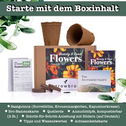 growbro - FLOWER POWER - Dyrkningssæt til spiselige blomster, din frøblanding til spiselige blomster og som bi engfrø