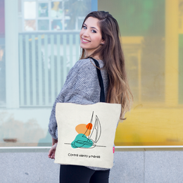 Totebags. Stor taske model "mod vind og tidevand"