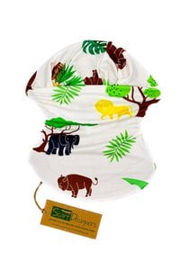Bandana from recycled polyester with animal pattern in white