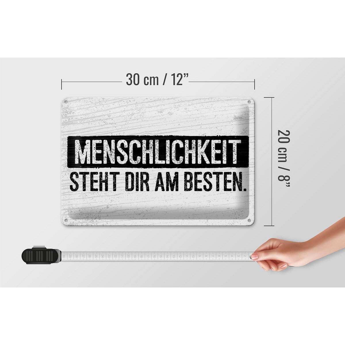 Blikskilt, der siger 20x30 cm Humanity passer dig bedst dekorativt skilt