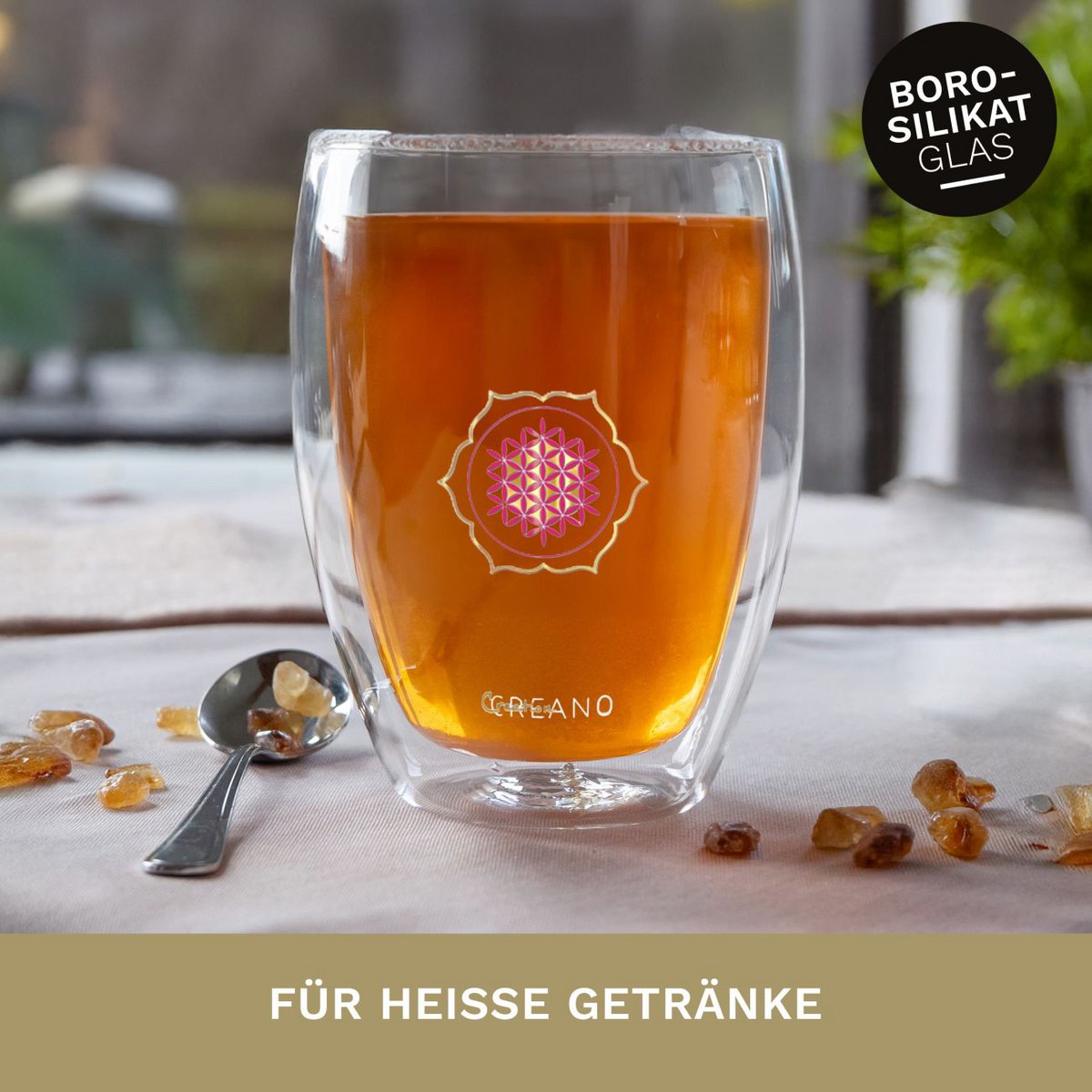 Creano Tee-Glas Blume des Lebens 6er-Set