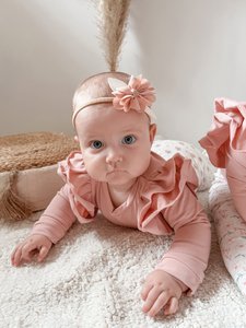 Powder Pink Bodysuit With Ruffles