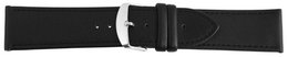 Genuine leather watch strap, black/silver, 24 mm