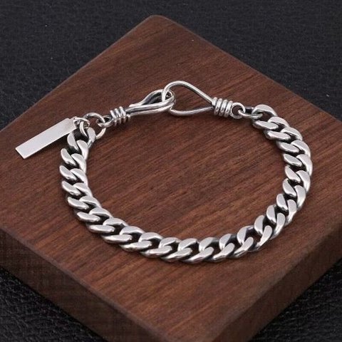 Auffälliges kubanisches Kettenarmband aus Sterlingsilber