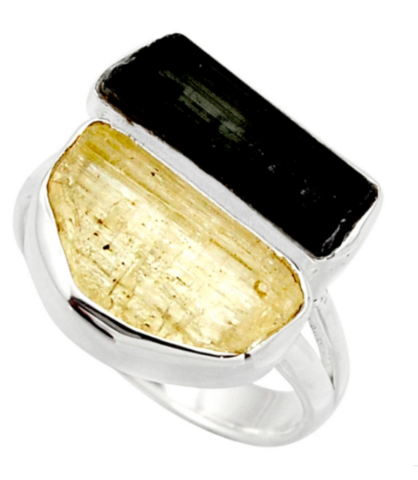 Ring „Anchorage and Lucidity“, besetzt mit Turmalin und Skapolit aus 925er Silber
