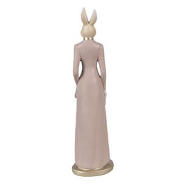 Kaninstatue 28 cm Beige Pink Polyresin påskedekoration