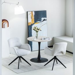 Mesa de comedor redonda de Tiana [Travertino] [80 cm]