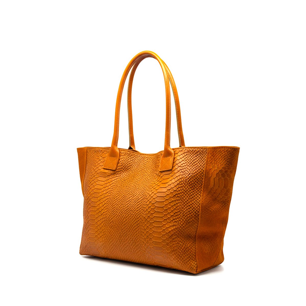 LOLA – Italian python-embossed leather bag – Orange