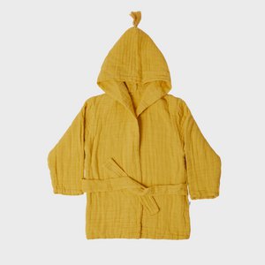 OrganicEra Organic Muslin Baby Bathrobe, 1-2 Years, Mustard