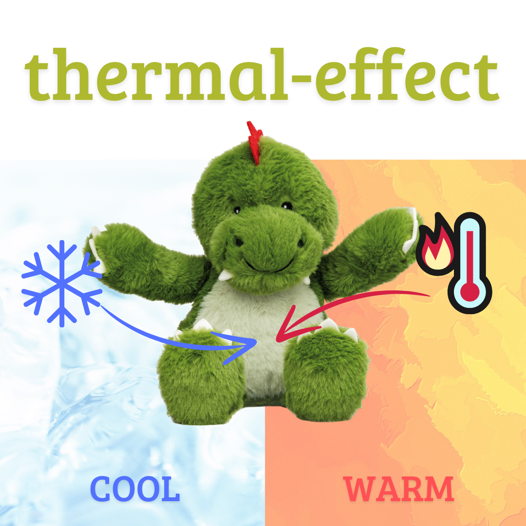 Heat cushion, the natural hot water bottle as a warm cuddly toy Dino large with organic millet filling and health herbs