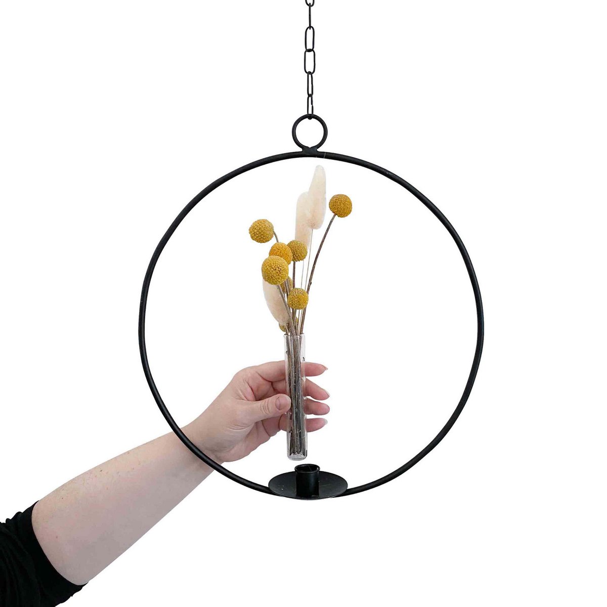 Dekoring mit Vase/Kerzenhalter Ijus Rund, schwarz