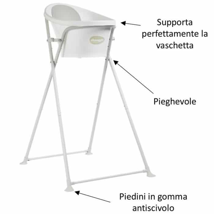 Vaschetta per bagnetto con supporto pieghevole incluso