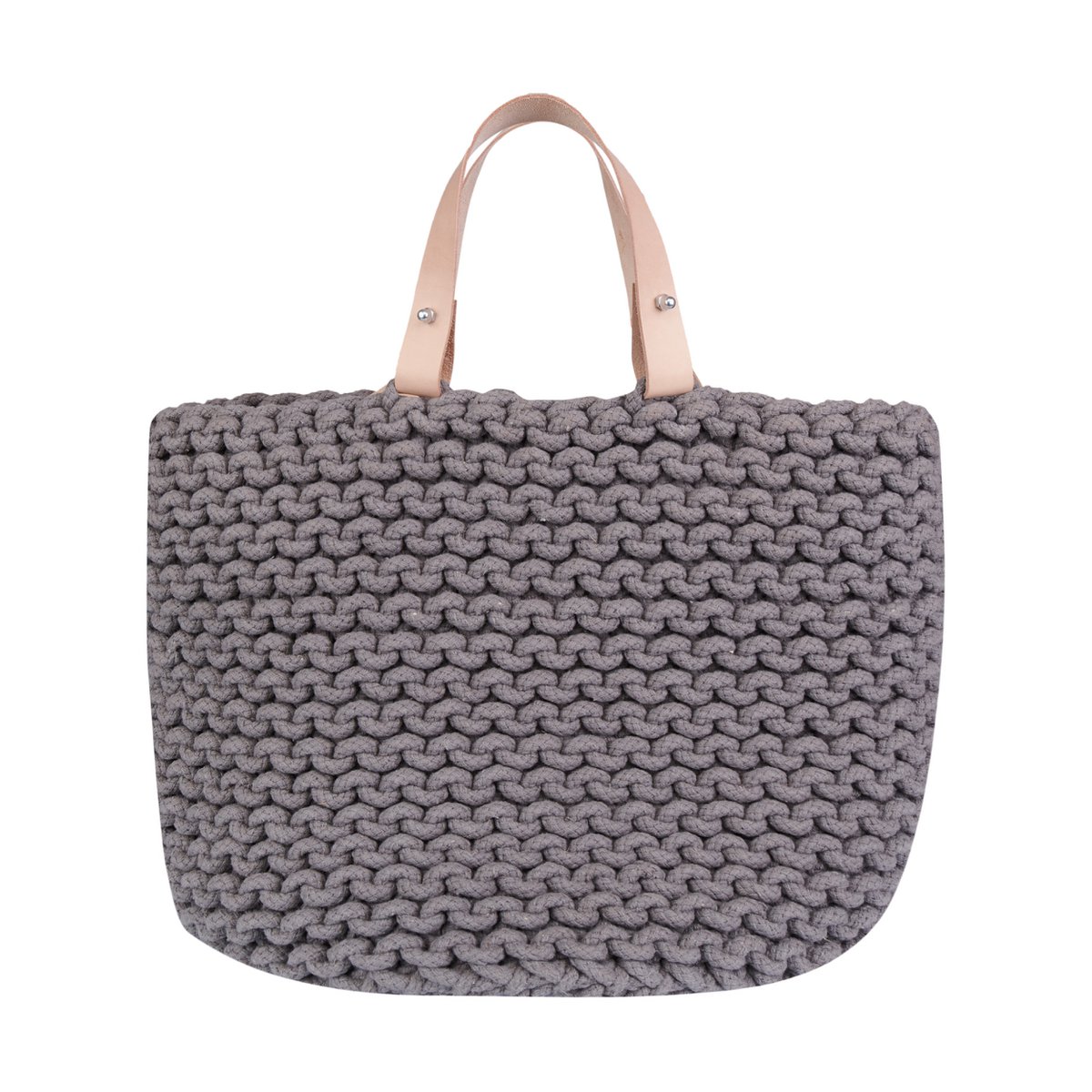 Cesta de tejer con asa de cuero - 30cm x 30cm x 30cm - redonda