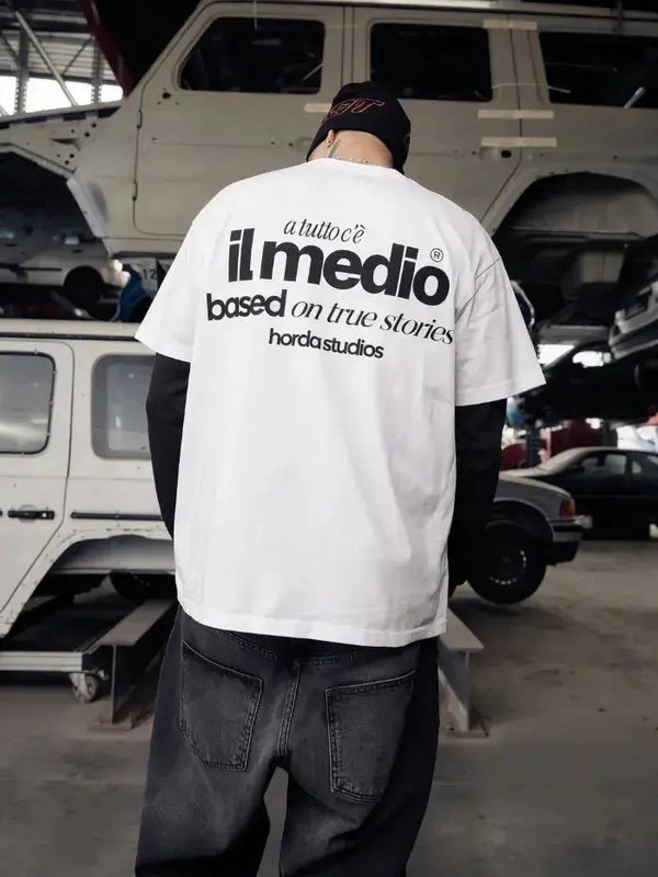 T-Shirt Bianca 200gr Oversize Boxy Fit Cotone Made in Italy - Midle