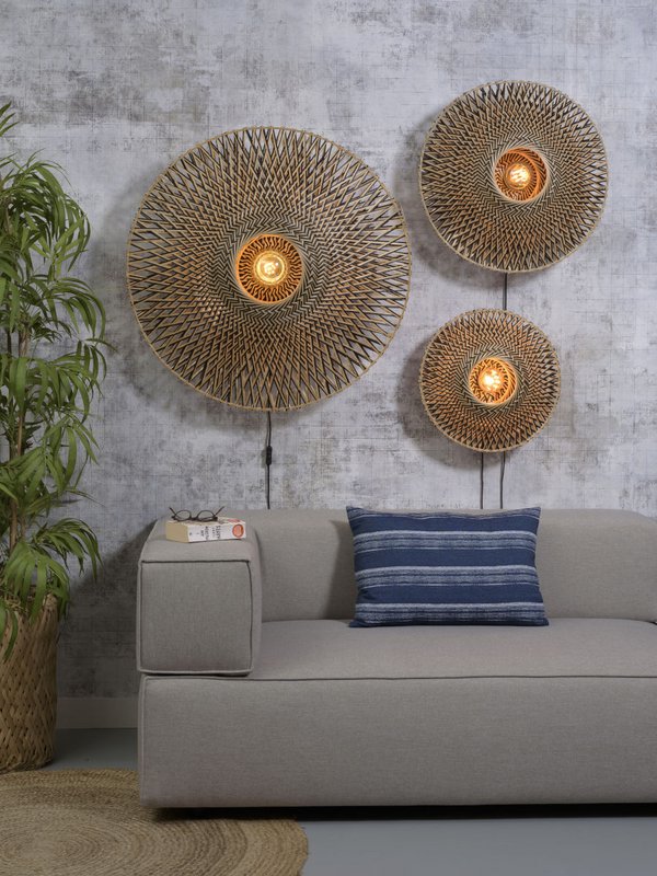 Wandlamp Bali 60cm zw./nat., M