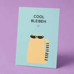 Postkarte mit Spruch „Cool bleiben“ Karte mit Katze